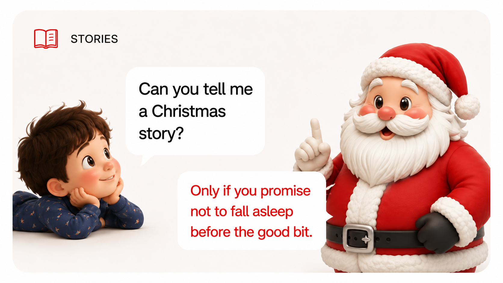 Kid asking Santa for a Christmas story