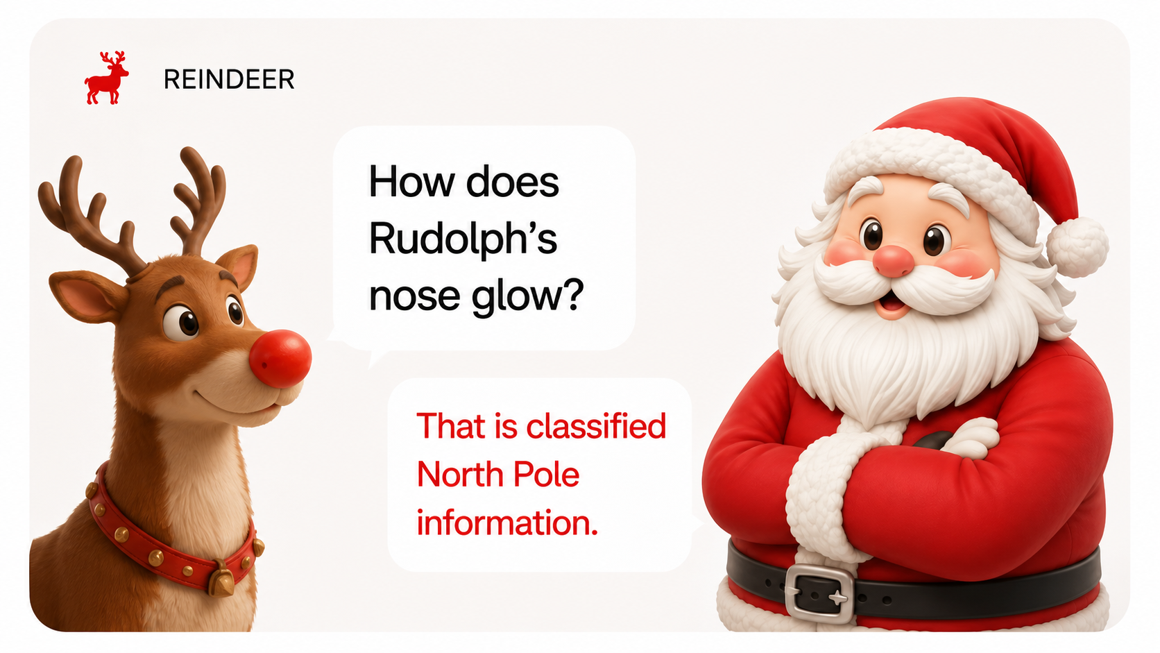 Reindeer asking Santa a question